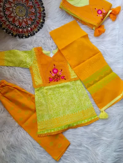 Baby Dress Stitch Lemon and Basanti Color Dress Code 220